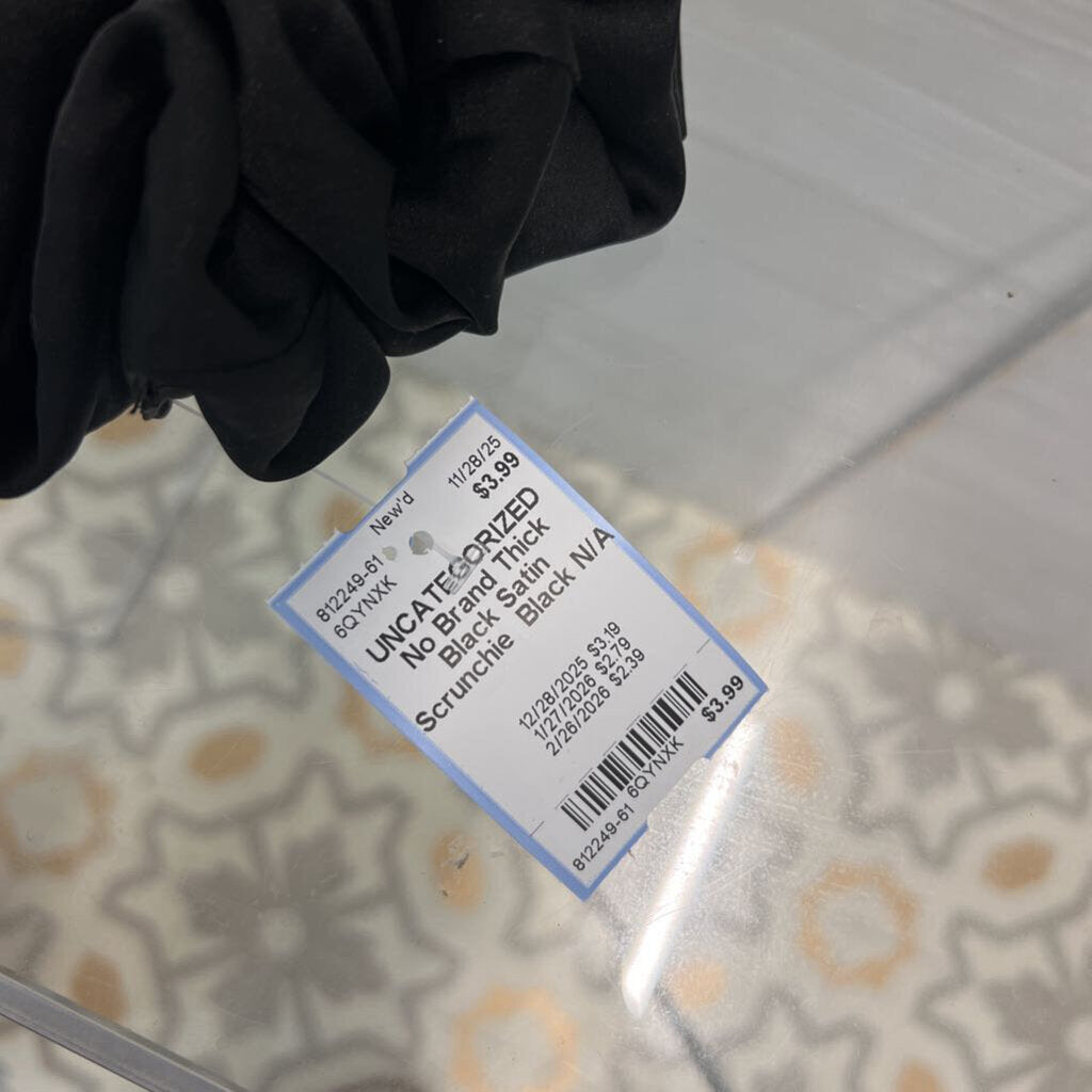 Thick Black Satin Scrunchie