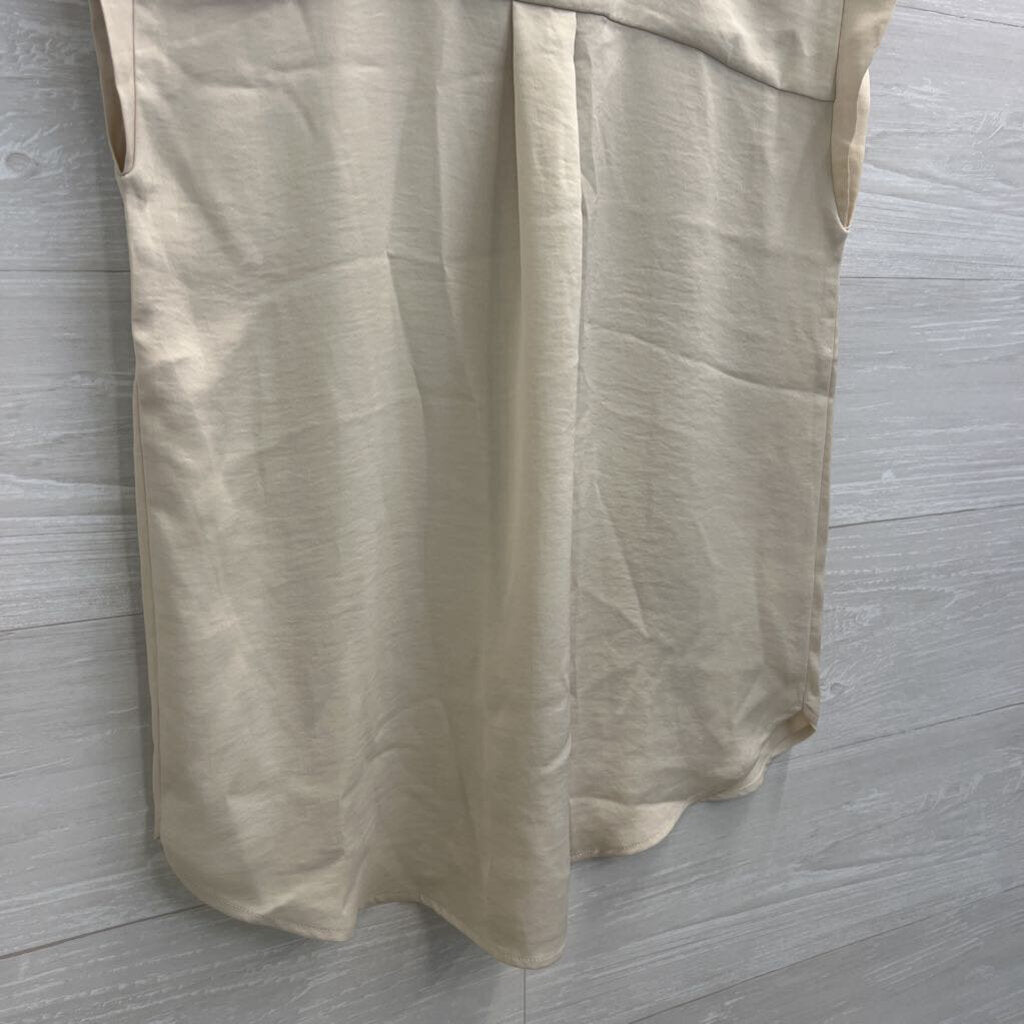 Loft Cream Silky Short Sleeve Top Small