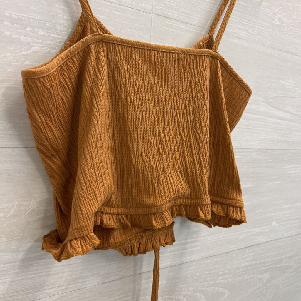Storia Orange Textured Cropped Tank Top Medium