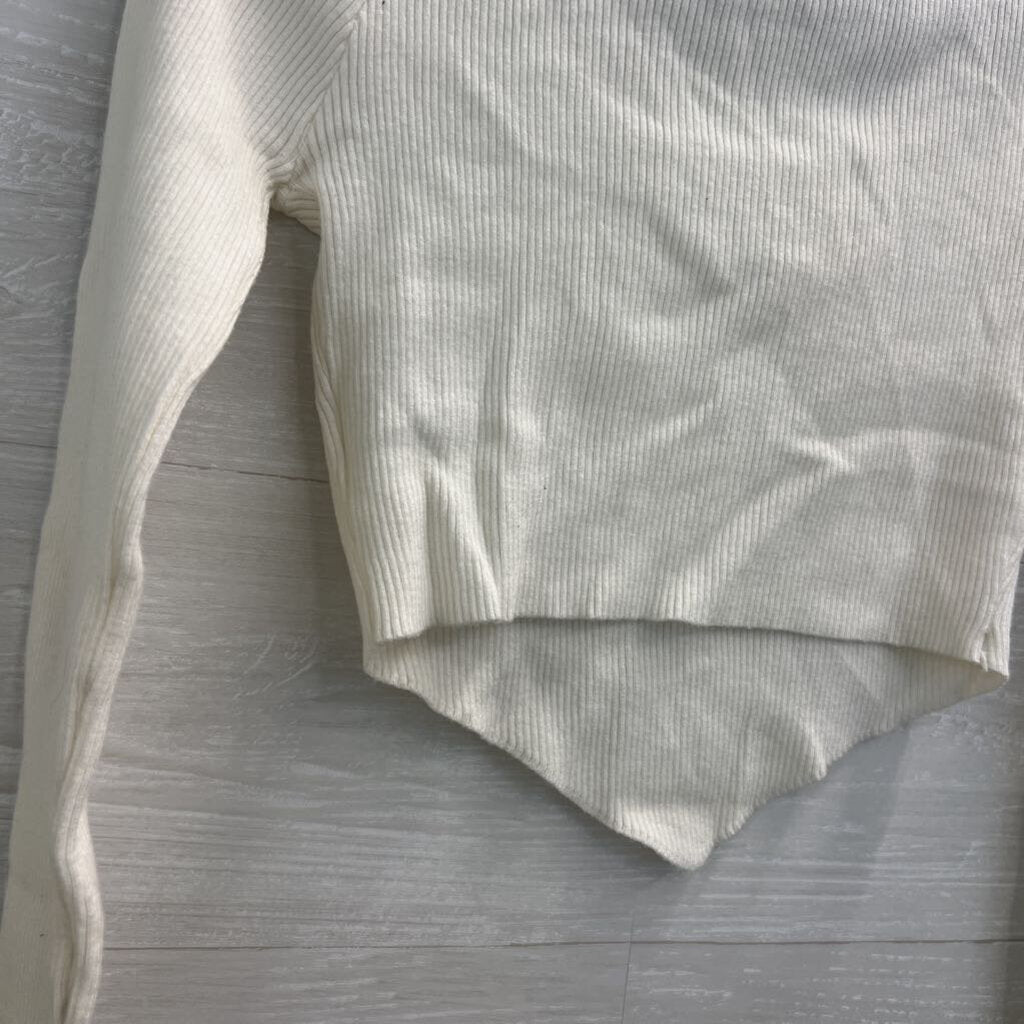 Bittersweet White Ribbed Cropped Long Sleeve Top Large