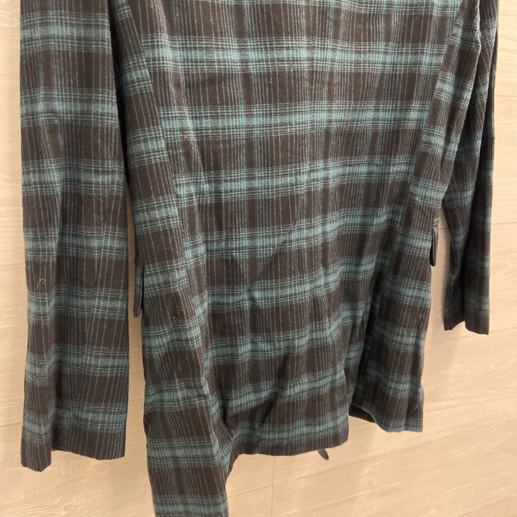 Flawless Green/ Navy Plaid Double Breasted Blazer Jacket Medium