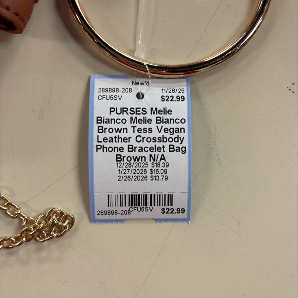 Melie Bianco Brown Tess Vegan Leather Crossbody Phone Bracelet Bag