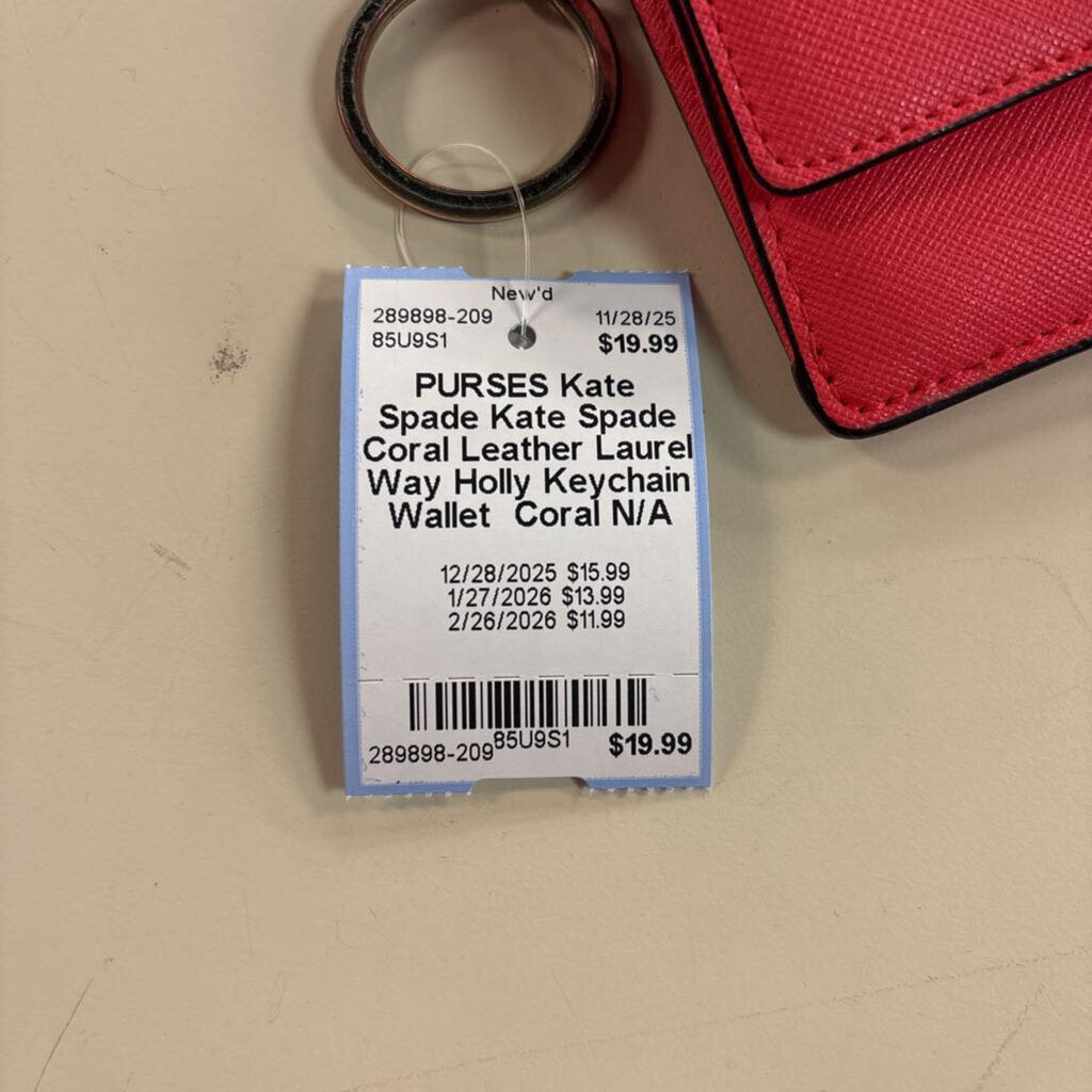 Kate Spade Coral Leather Laurel Way Holly Keychain Wallet