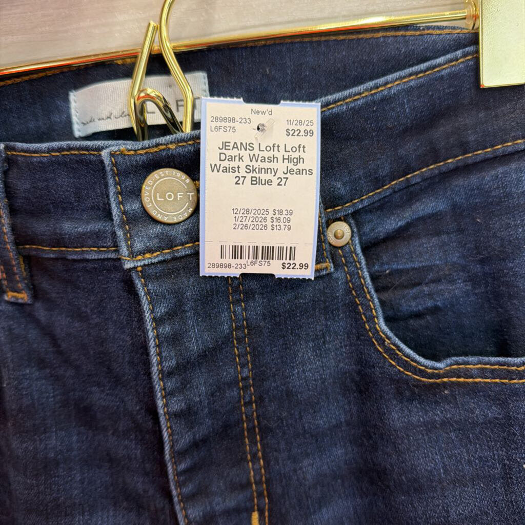 Loft Dark Wash High Waist Skinny Jeans 27