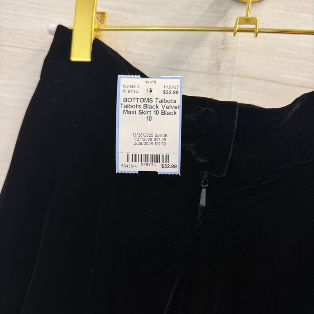 J Crew Black Velvet Maxi Skirt 10