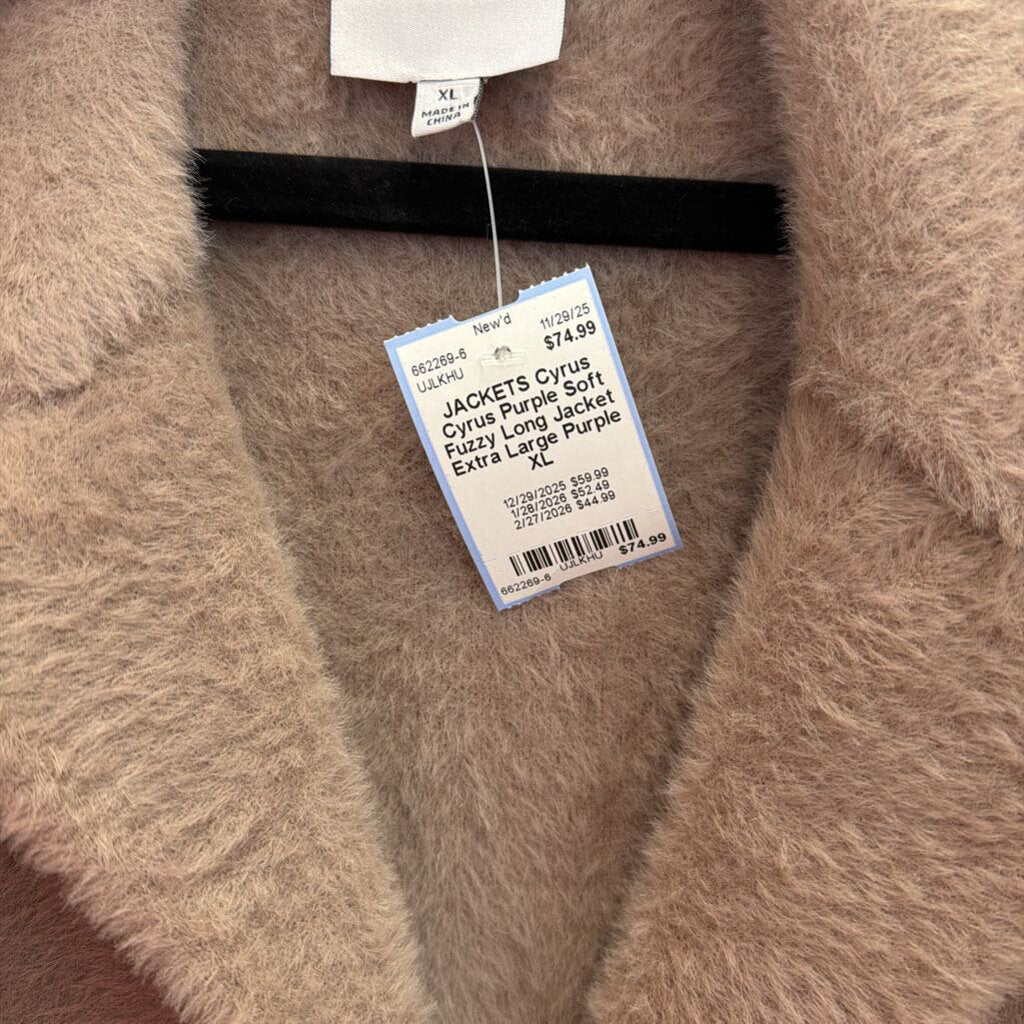 Cyrus Purple Soft Fuzzy Long Jacket Extra Large