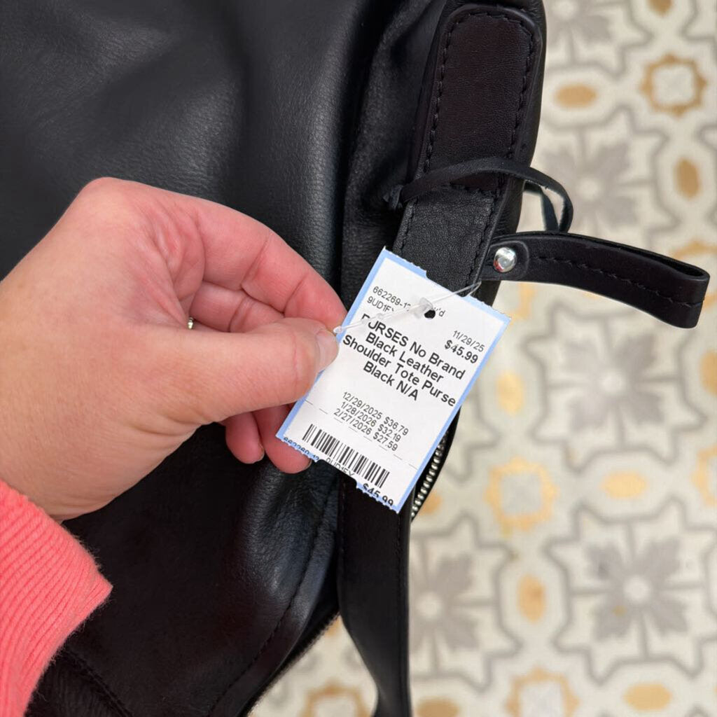 Black Leather Shoulder Tote Purse