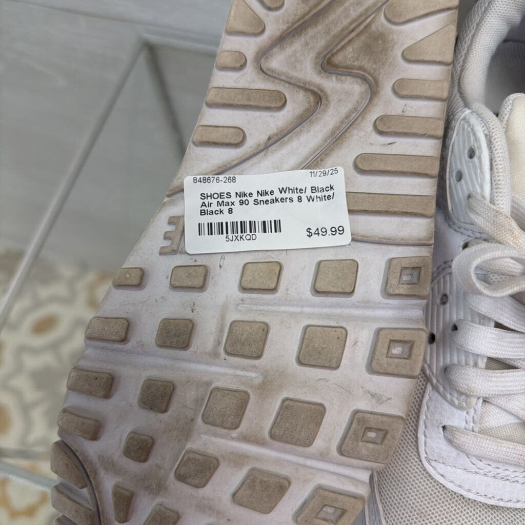 Nike White/ Black Air Max 90 Sneakers 8
