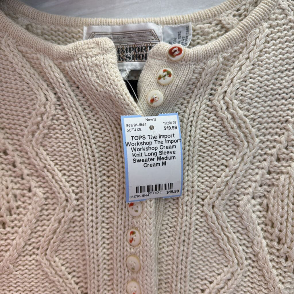 The Import Workshop Cream Knit Long Sleeve Sweater Medium