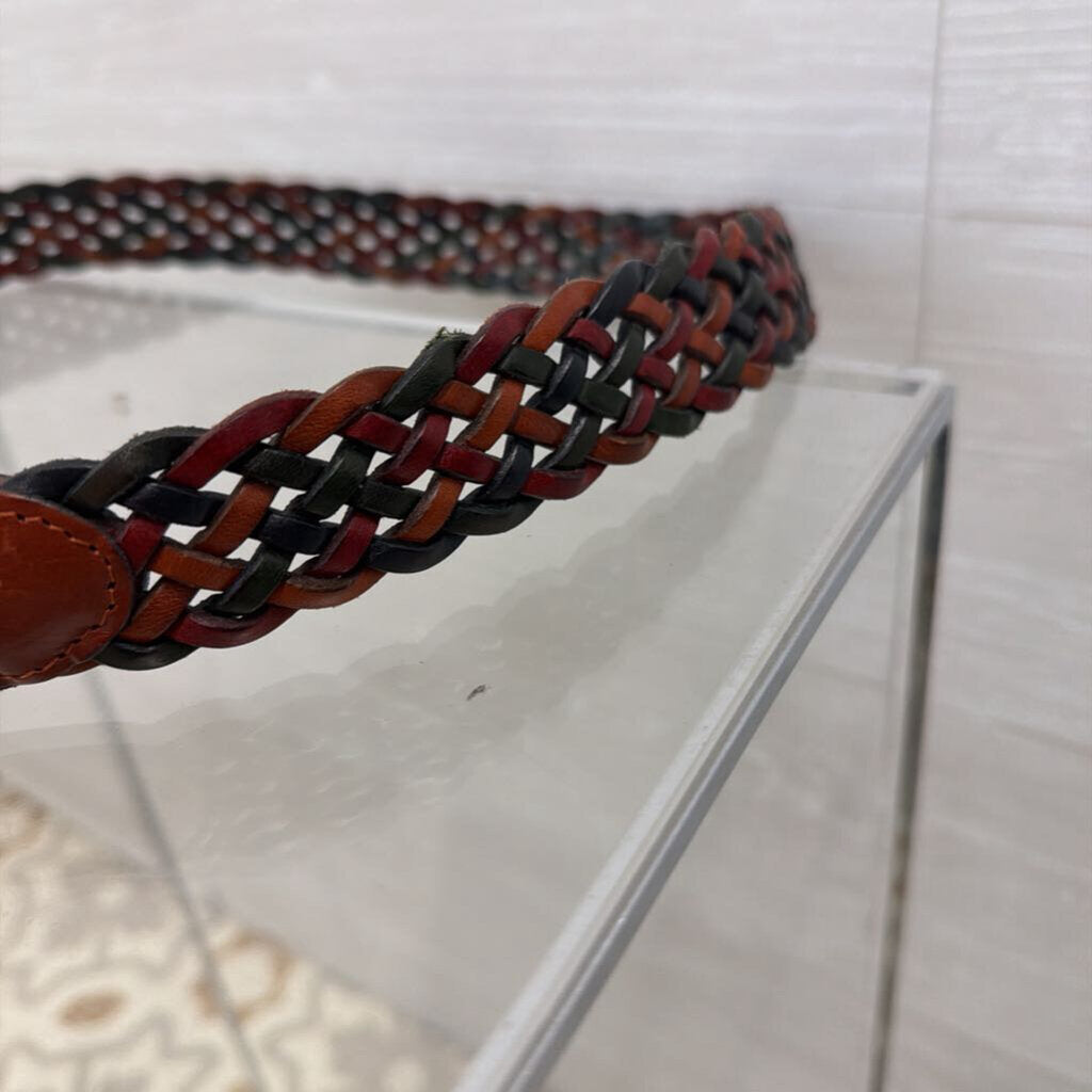Brown/ Red/ Green Woven Leather Belt 38