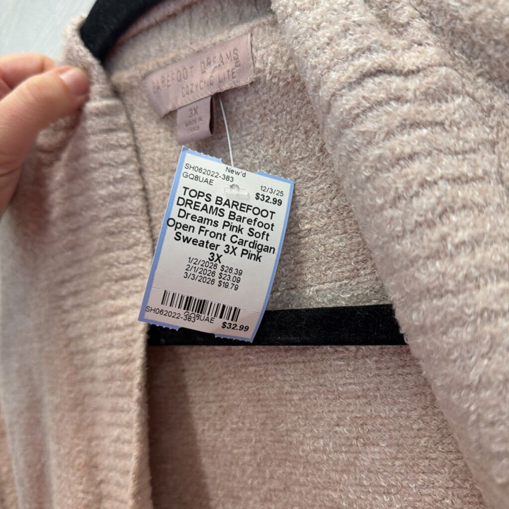Barefoot Dreams Pink Soft Open Front Cardigan Sweater 3X