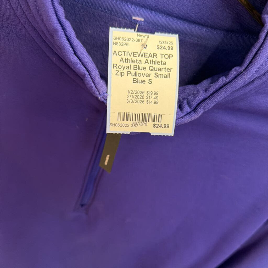 Athleta Royal Blue Quarter Zip Pullover Small