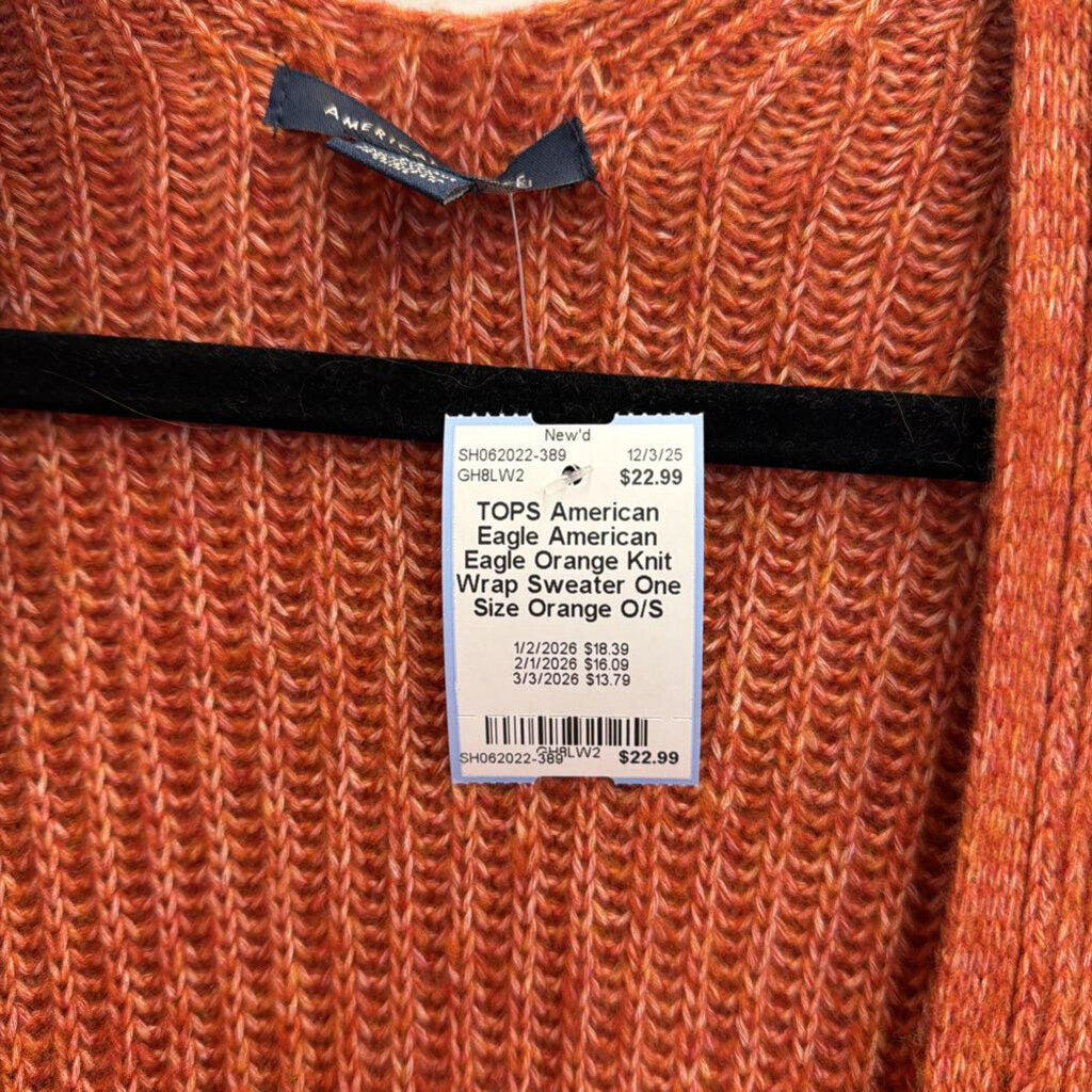 American Eagle Orange Knit Wrap Sweater One Size