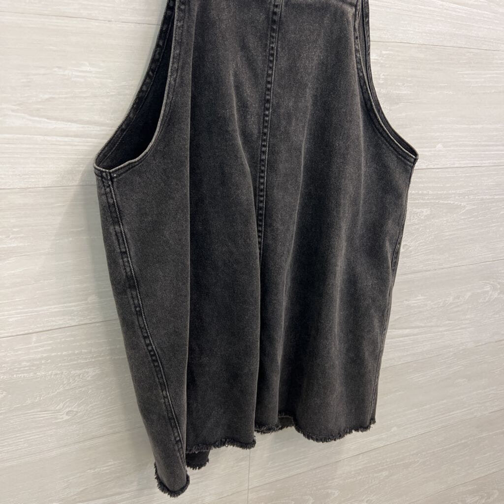 Black Denim Overall Dress Large