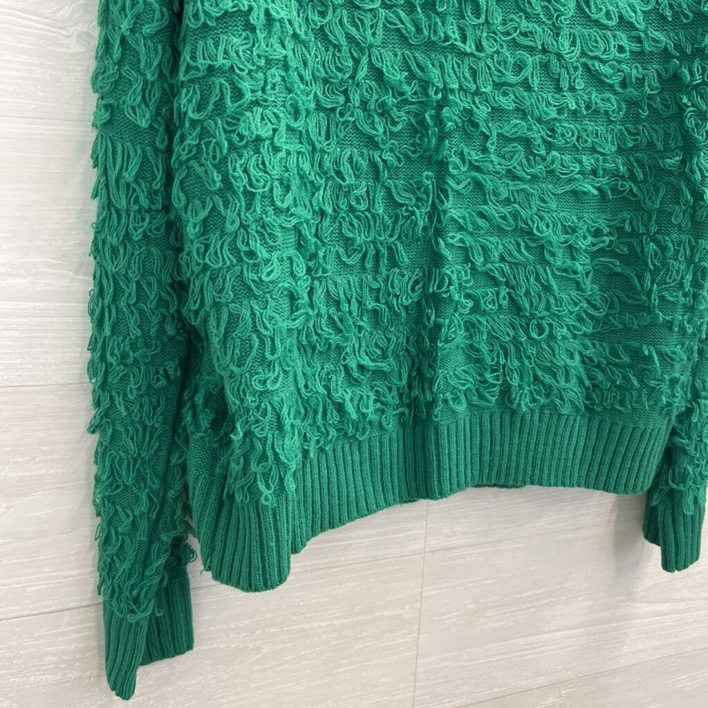 33 Degrees Green Textured Knit Ornament Cardigan Sweater Medium
