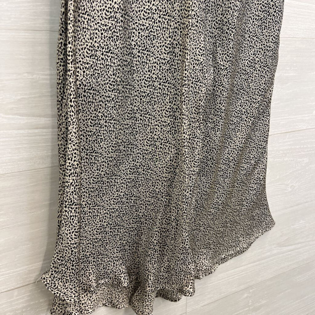 Sienna Sky Beige/ Black Silky Print Midi Skirt Large