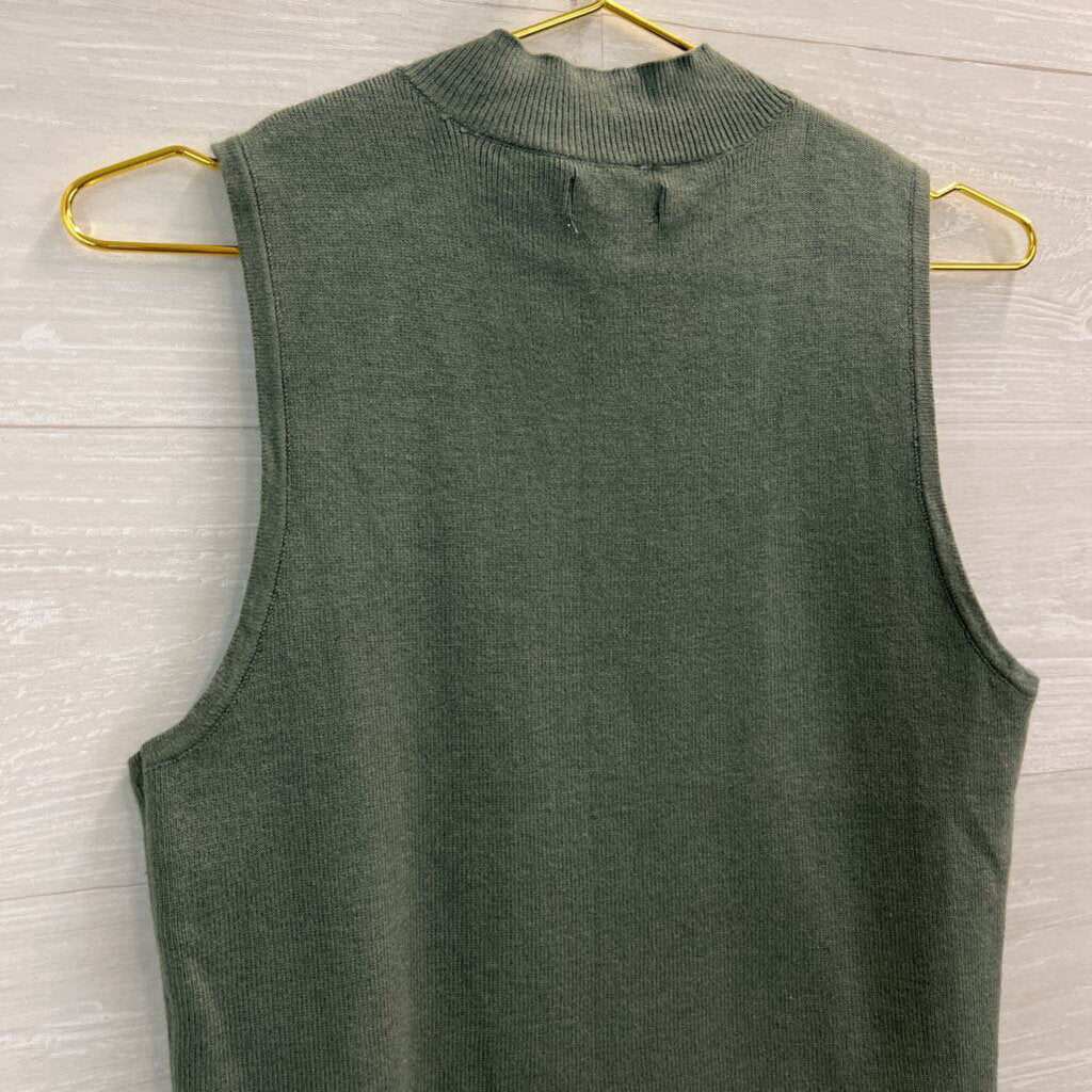 Nine West Green Knit Mock Neck Tank/ Midi Sweater Skirt Set L/XL
