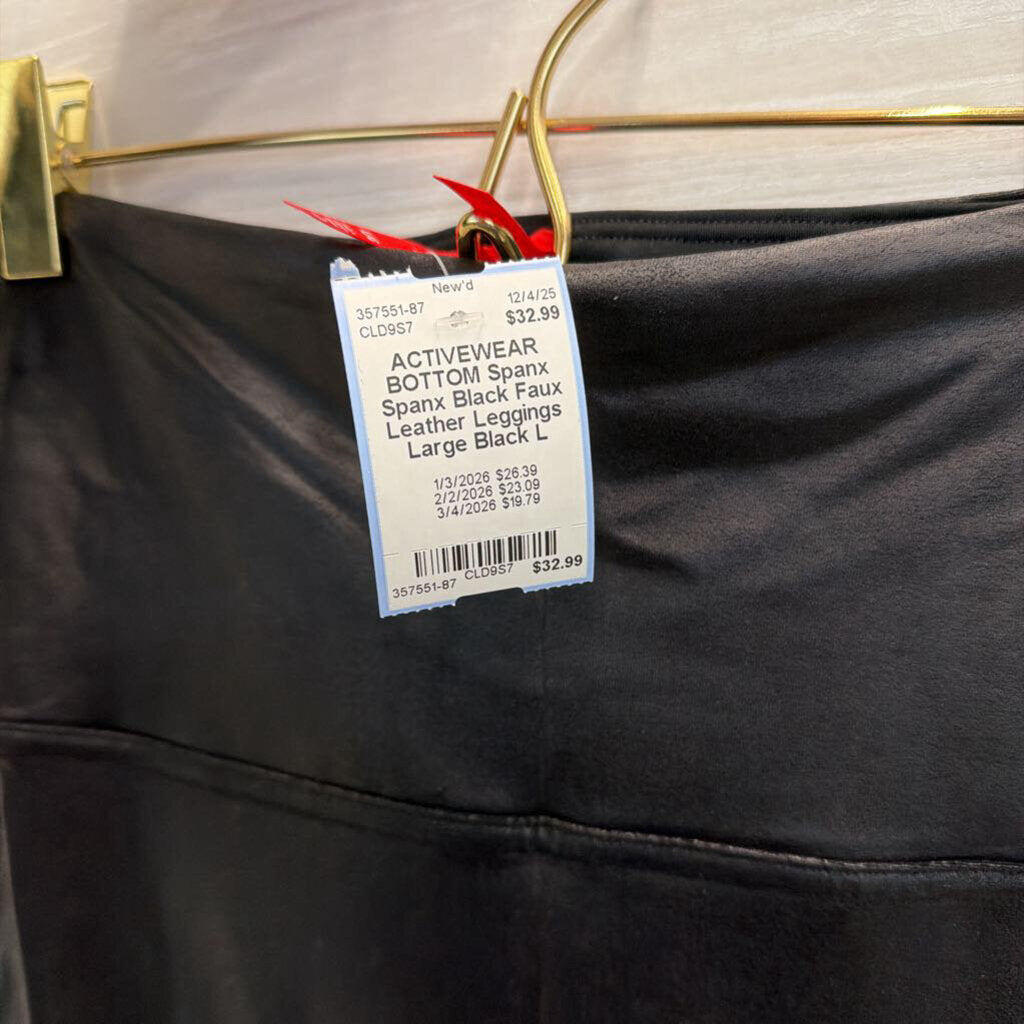 Spanx Black Faux Leather Leggings Large