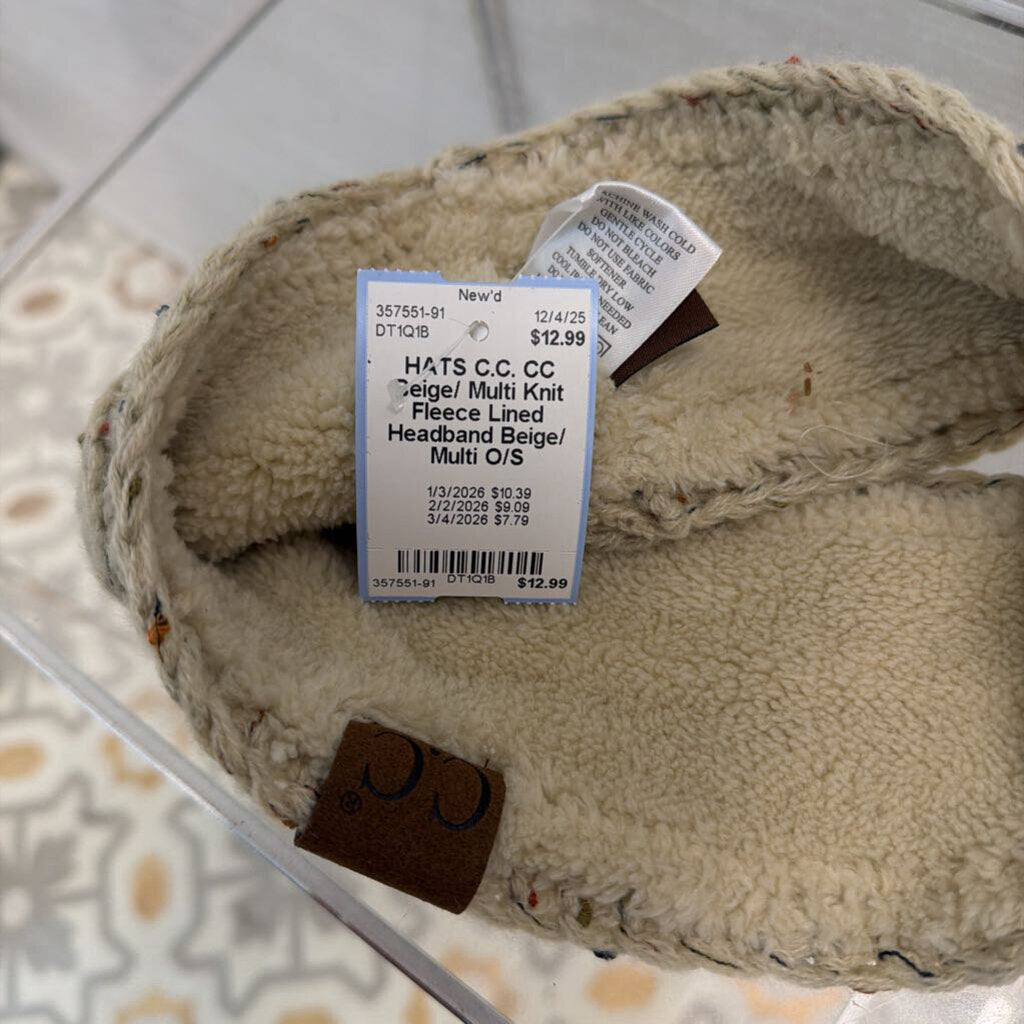 CC Beige/ Multi Knit Fleece Lined Headband