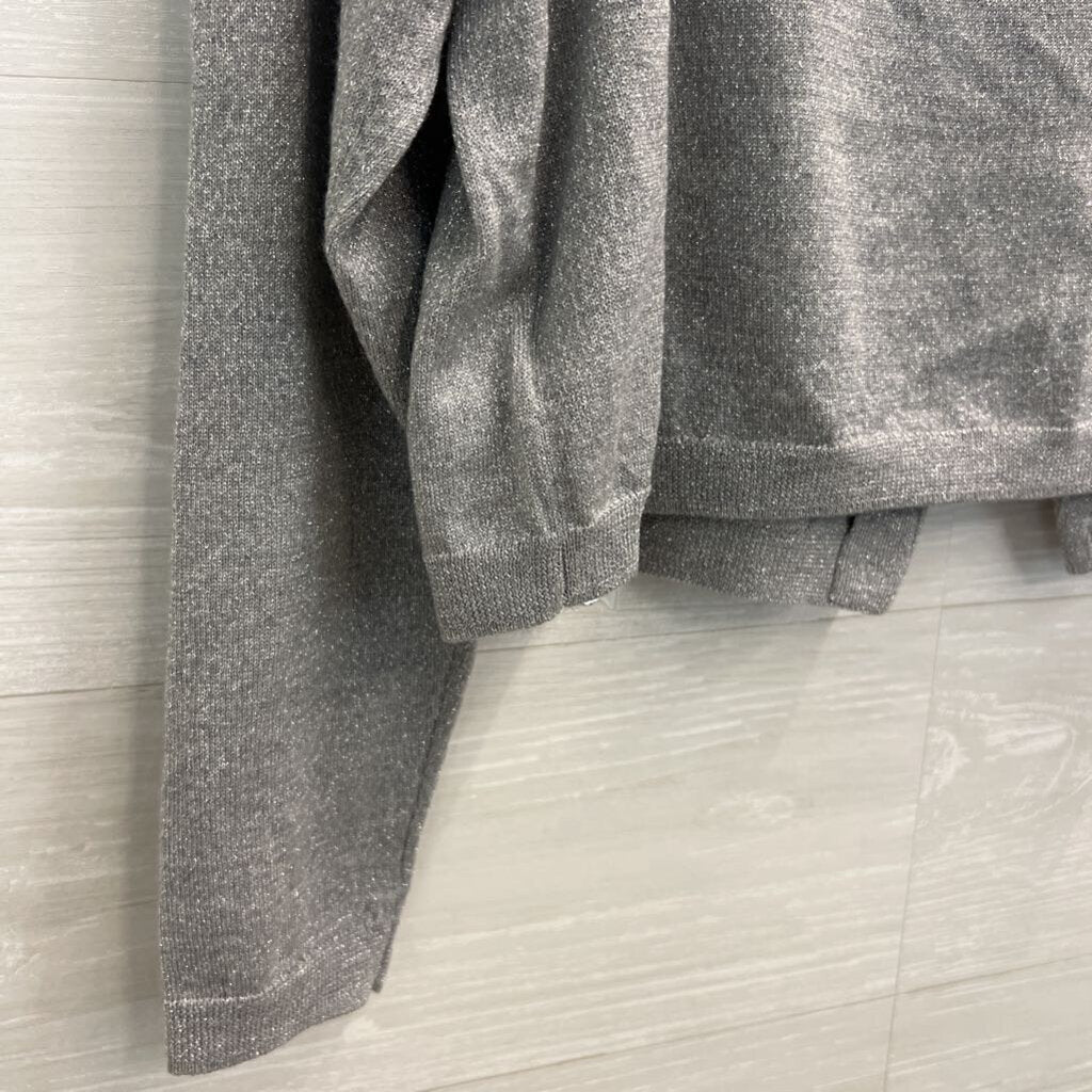 Talbots Silver Shimmer Cropped Cardigan Sweater 1X Petite