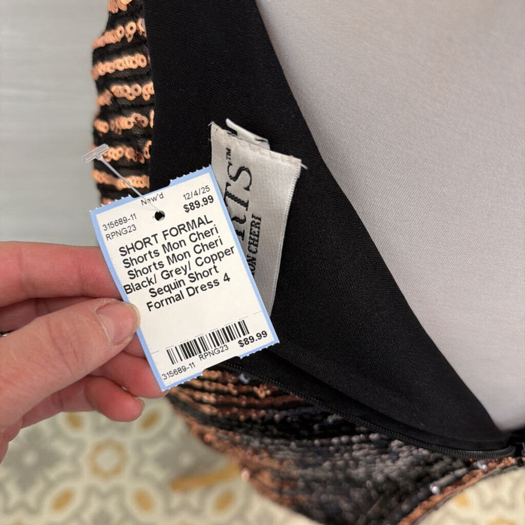 Shorts Mon Cheri Black/ Grey/ Copper Sequin Short Formal Dress 4