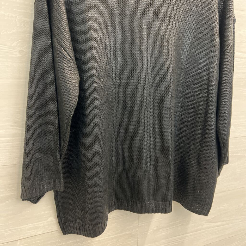 Chelsea and Theodore Black Coated Knit Sweater Top Large