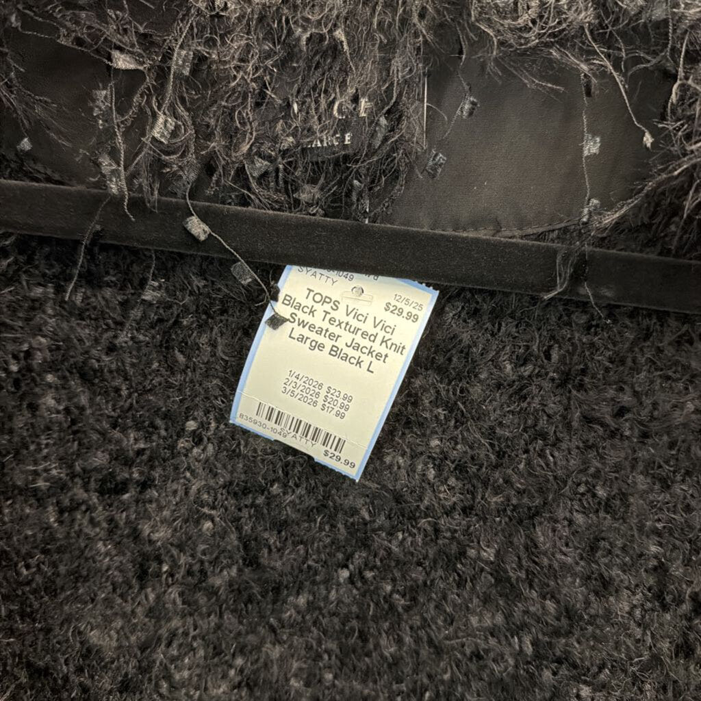 Vici Black Textured Knit Sweater Jacket Large