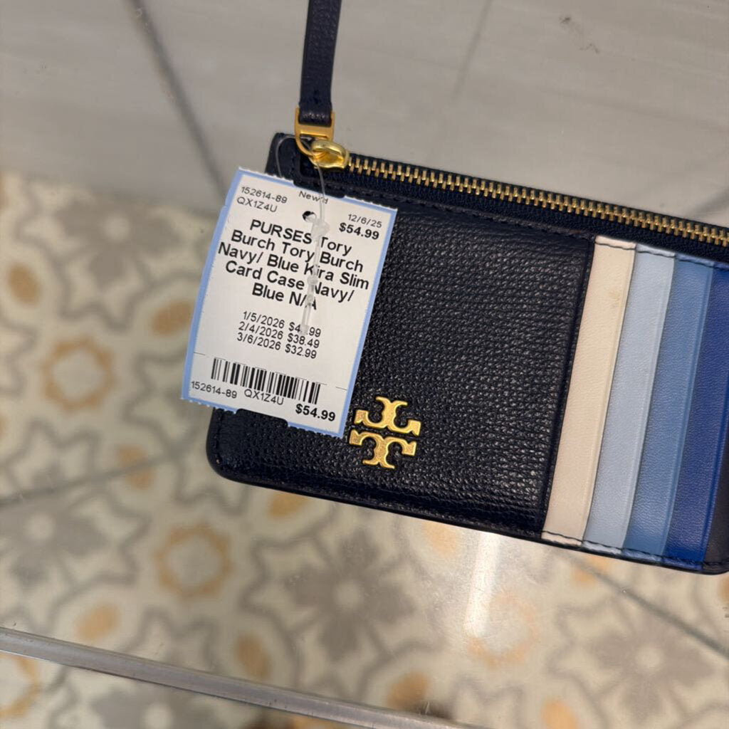 Tory Burch Navy/ Blue Kira Slim Card Case