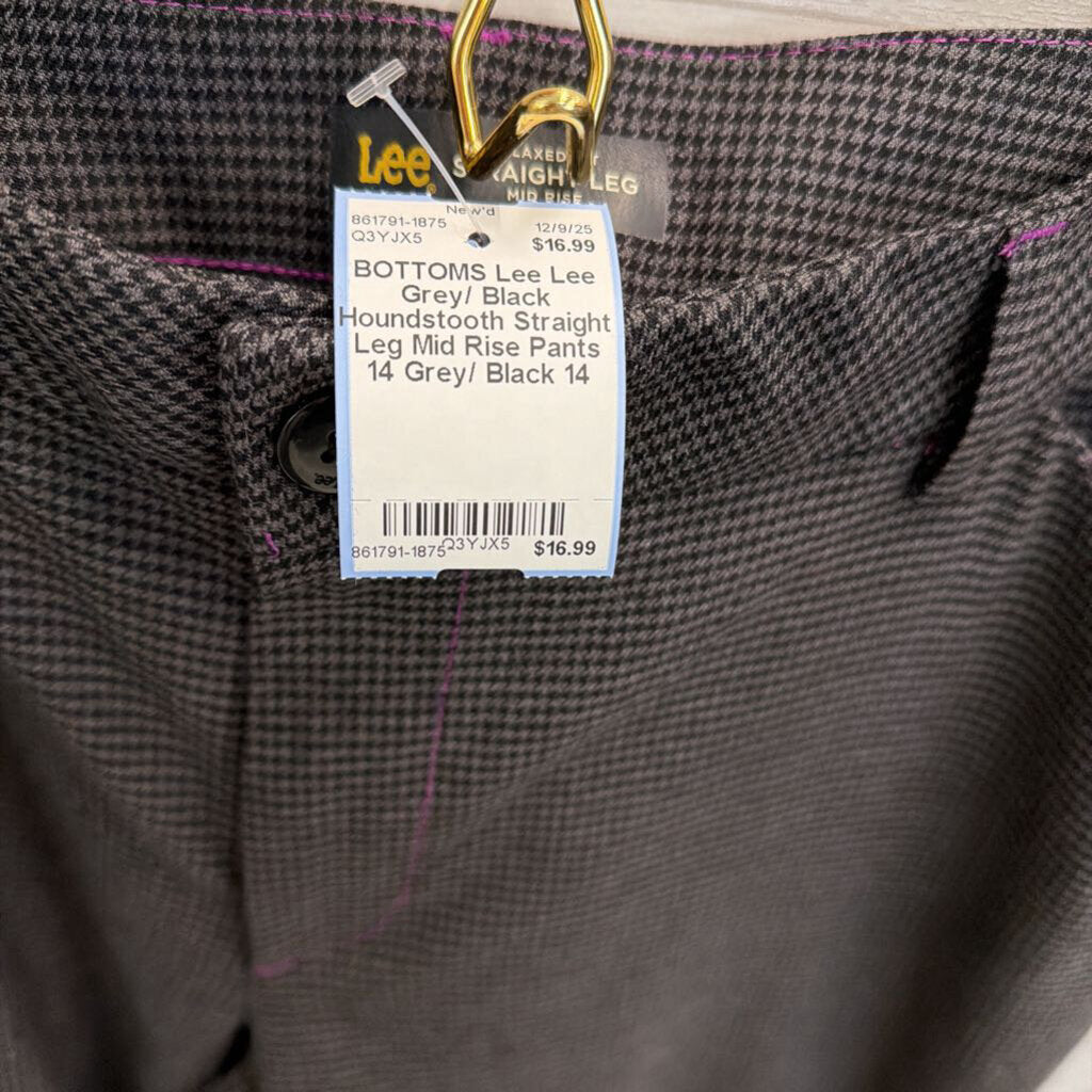 Lee Grey/ Black Houndstooth Straight Leg Mid Rise Pants 14
