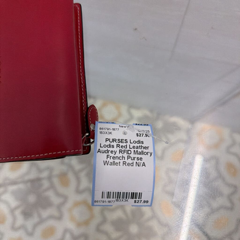 Lodis Red Leather Audrey RFID Mallory French Purse Wallet