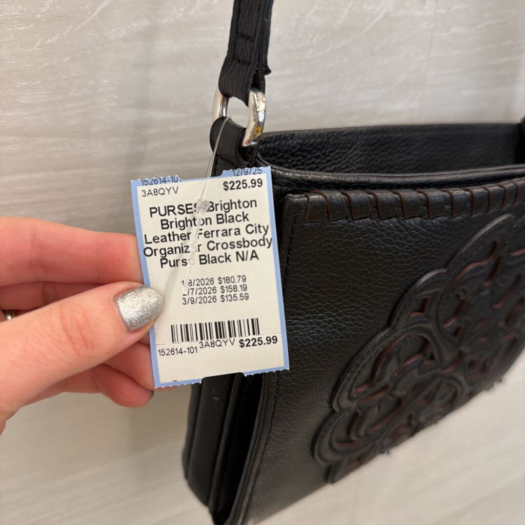 Brighton Black Leather Ferrara City Organizer Crossbody Purse