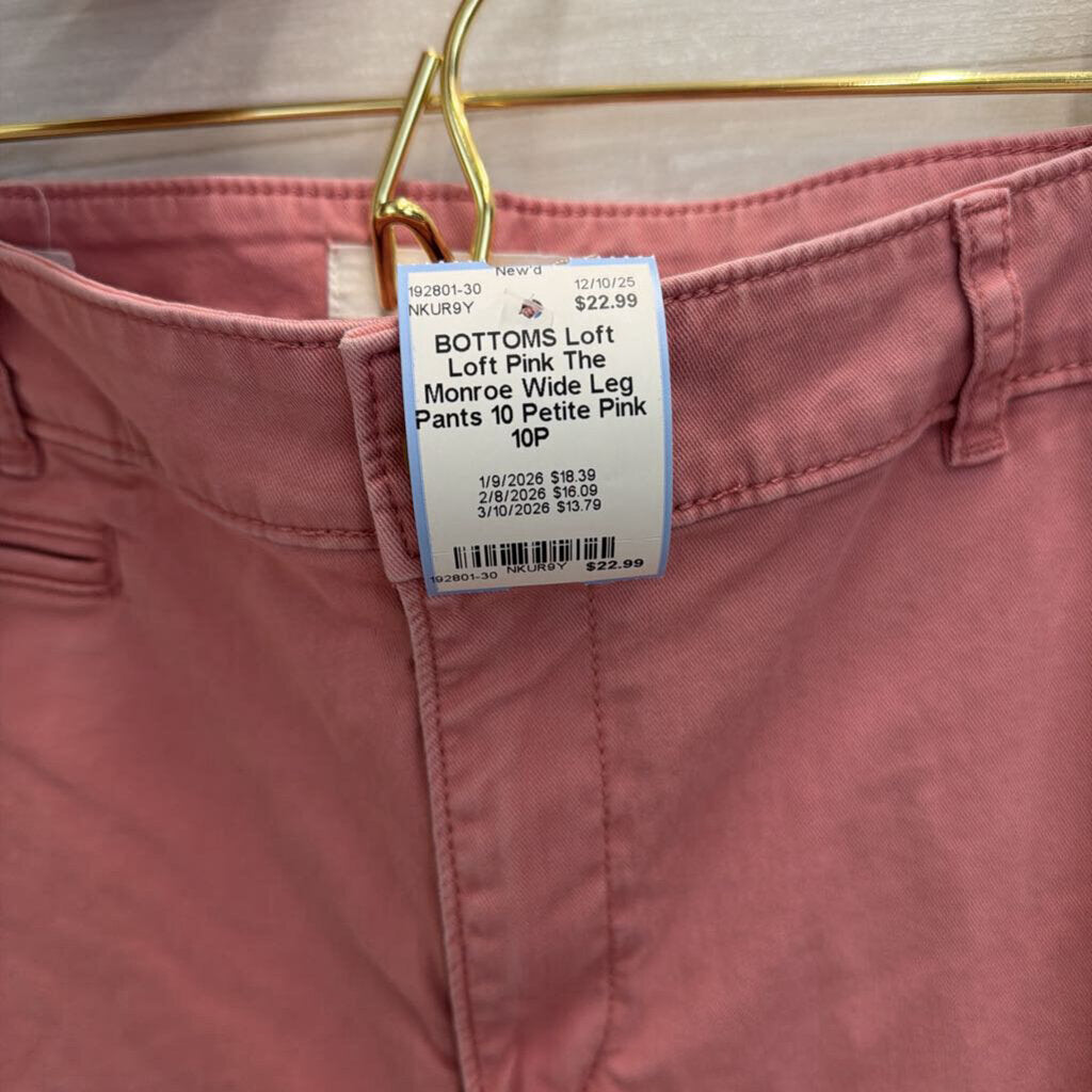 Loft Pink The Monroe Wide Leg Pants 10 Petite
