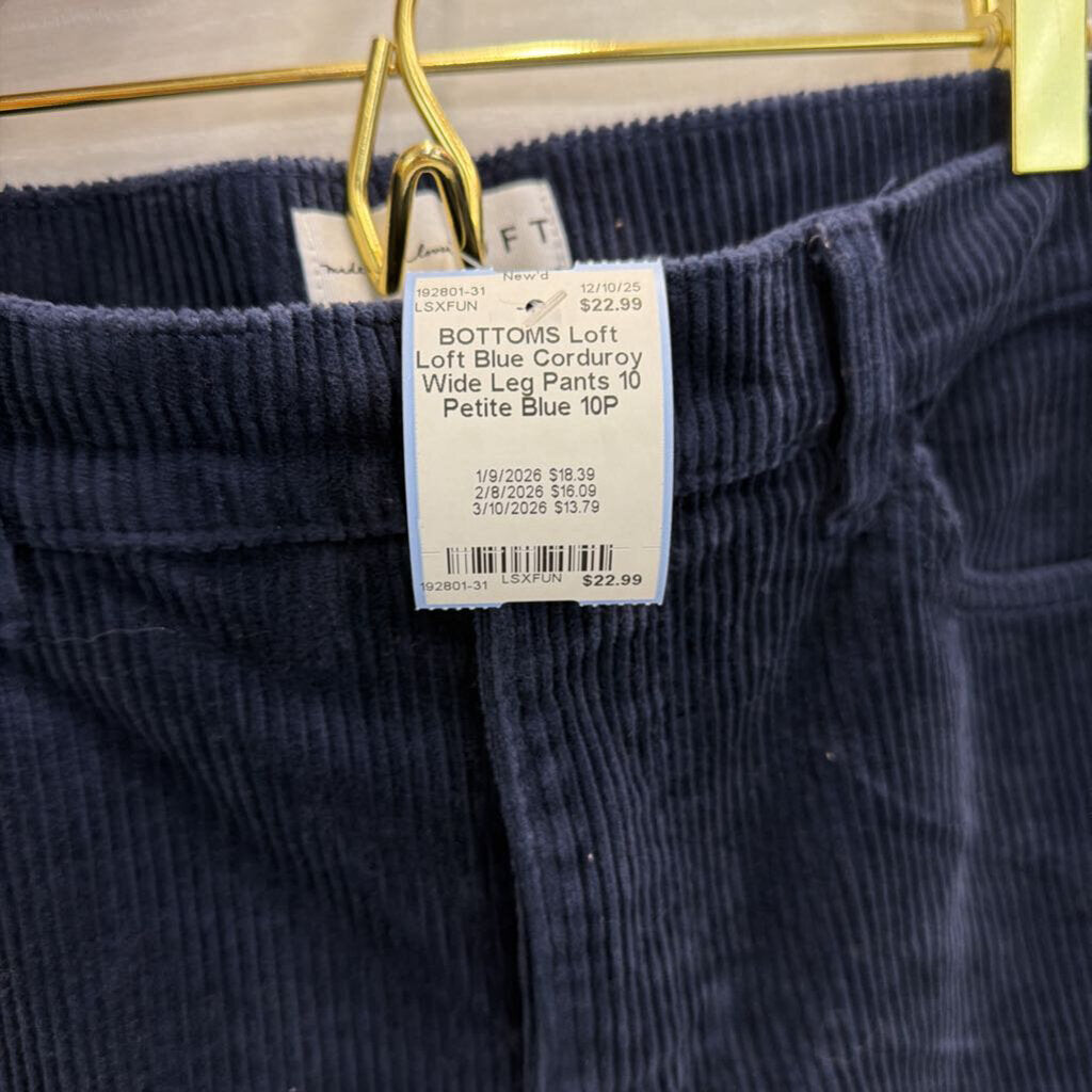 Loft Blue Corduroy Wide Leg Pants 10 Petite