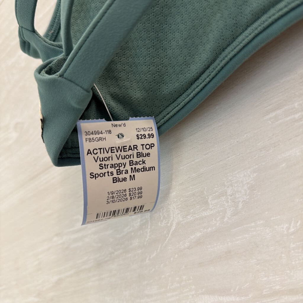 Vuori Blue Strappy Back Sports Bra Medium