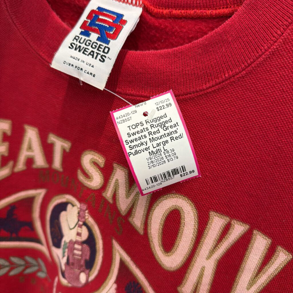 Rugged Sweats Red 'Great Smoky Mountains' Pullover Large