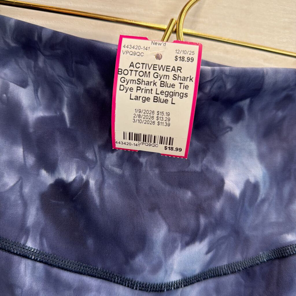 GymShark Blue Tie Dye Print Leggings Large