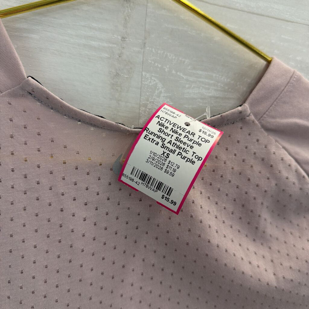 Nike Purple Short Sleeve Running Athletic Top Extra Small