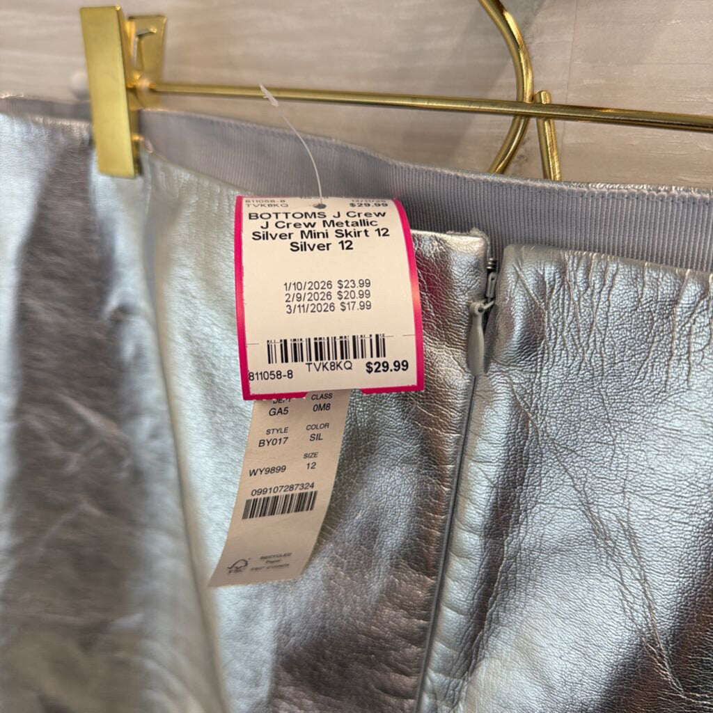 J Crew Metallic Silver Mini Skirt 12