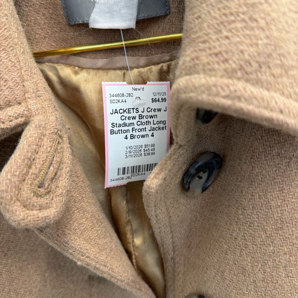 J Crew Brown Stadium Cloth Long Button Front Jacket 4