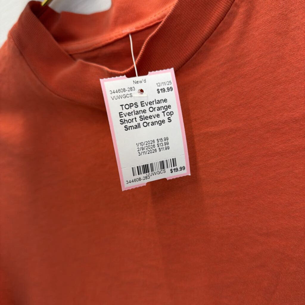 Everlane Orange Short Sleeve Top Small