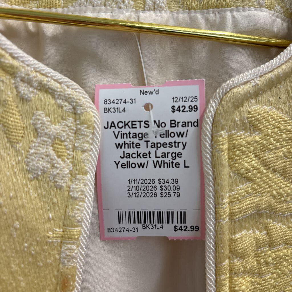 Vintage Yellow/ white Tapestry Jacket Large