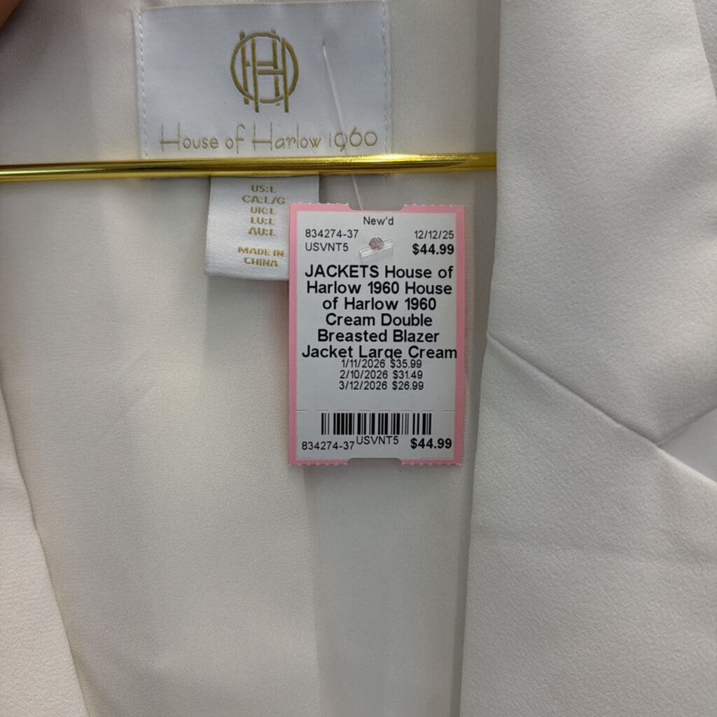 House of Harlow 1960 Cream Double Breasted Blazer Jacket Large