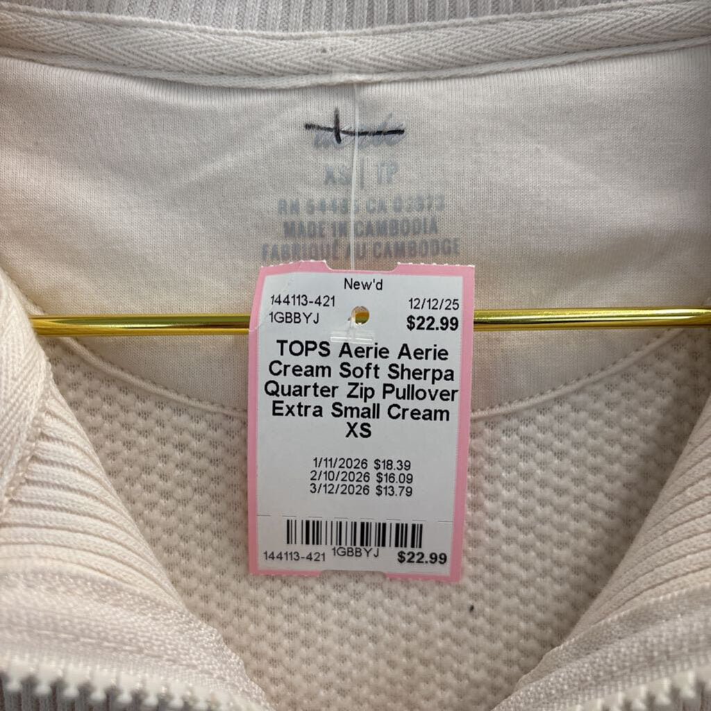 Aerie Cream Soft Sherpa Quarter Zip Pullover Extra Small