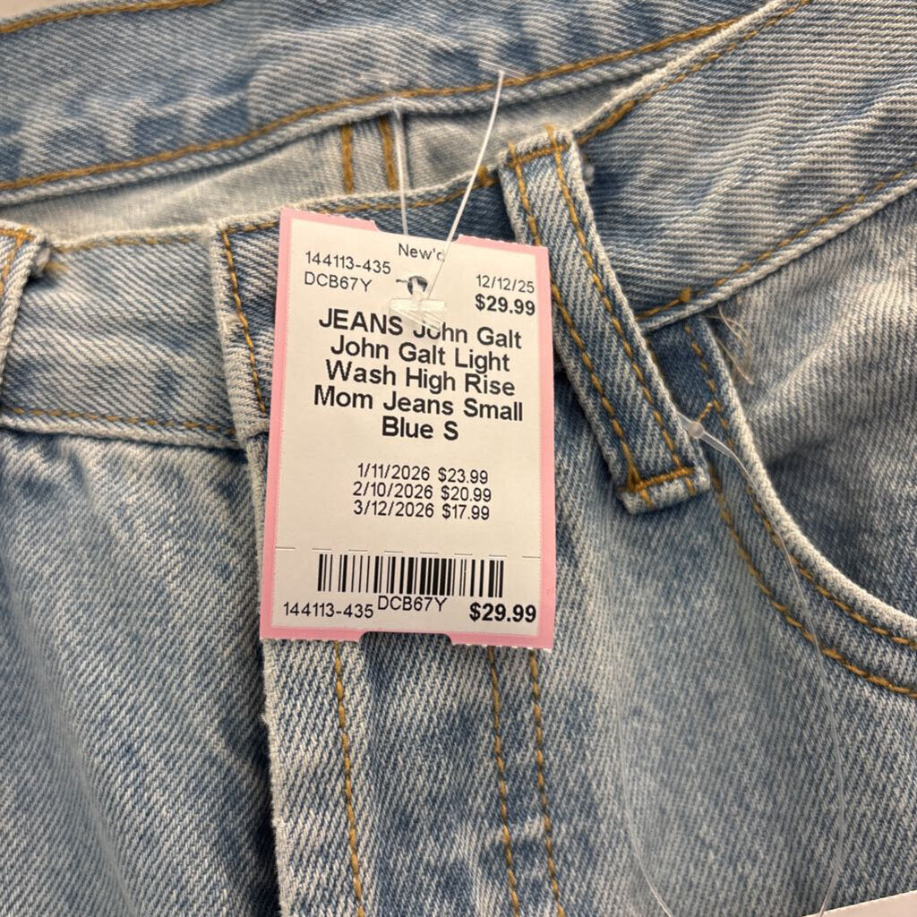 John Galt Light Wash High Rise Mom Jeans Small