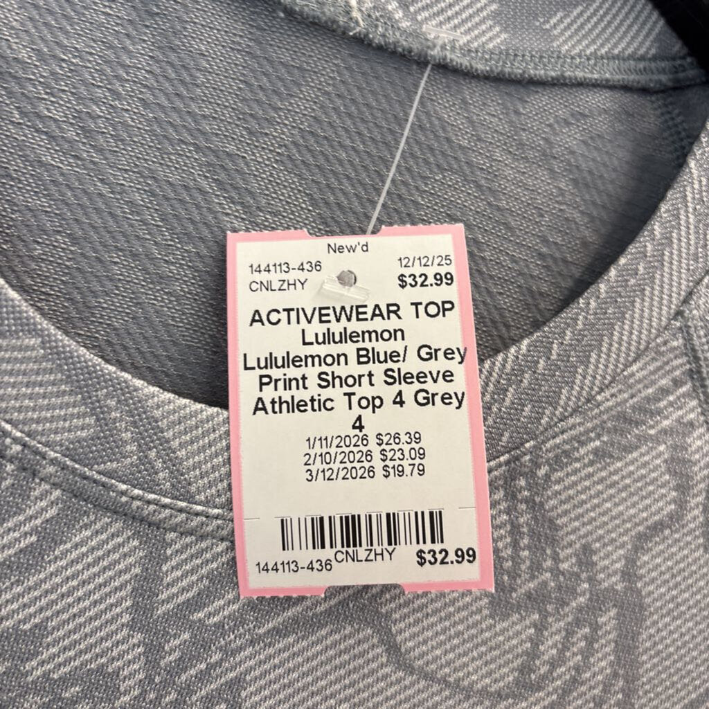 Lululemon Blue/ Grey Print Short Sleeve Athletic Top 4