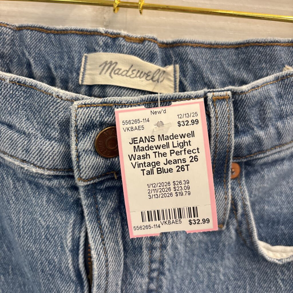 Madewell Light Wash The Perfect Vintage Jeans 26 Tall
