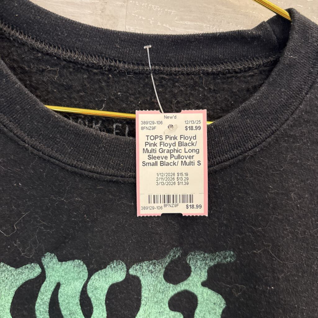 Pink Floyd Black/ Multi Graphic Long Sleeve Pullover Small