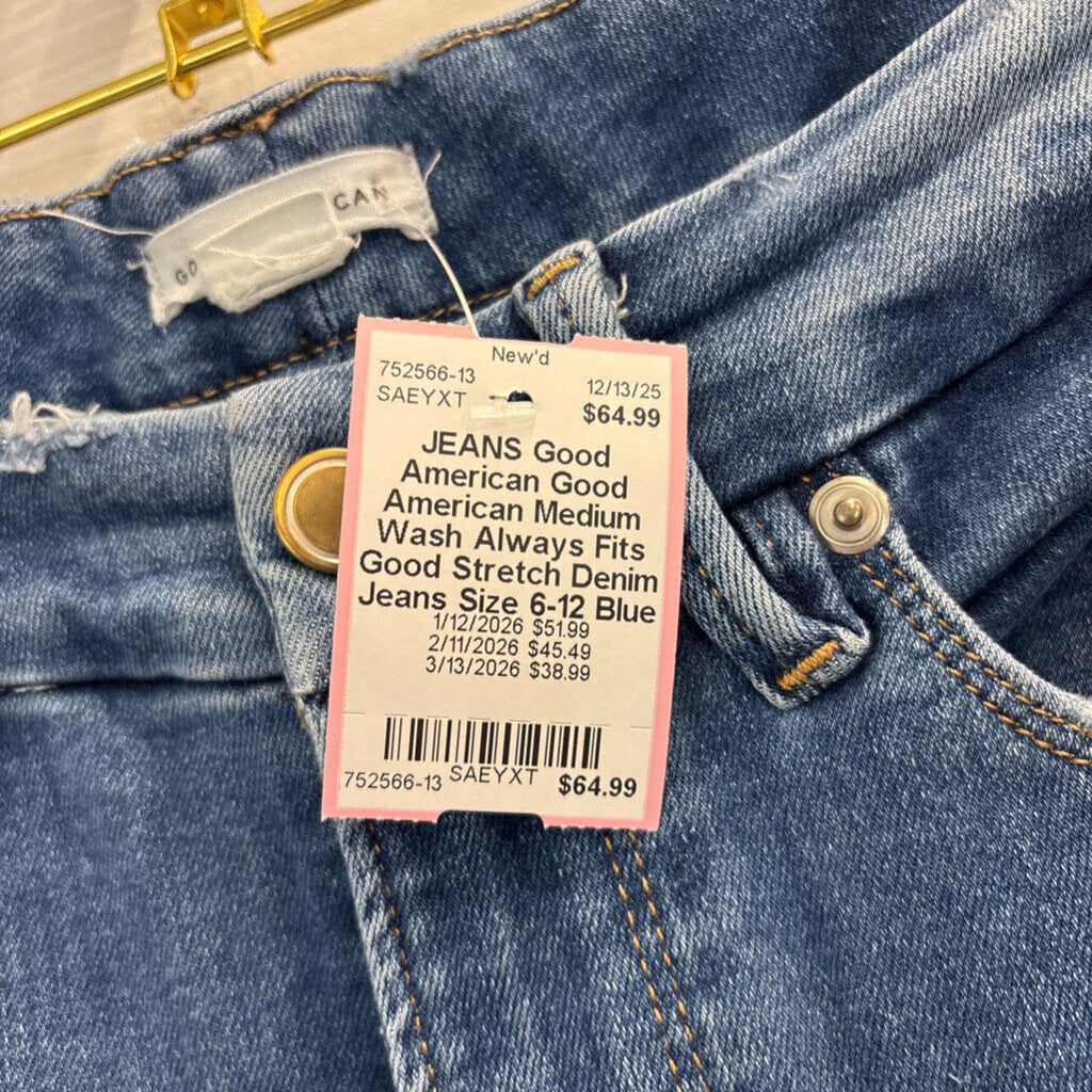 Good American Medium Wash Always Fits Good Stretch Denim Jeans Size 6-12