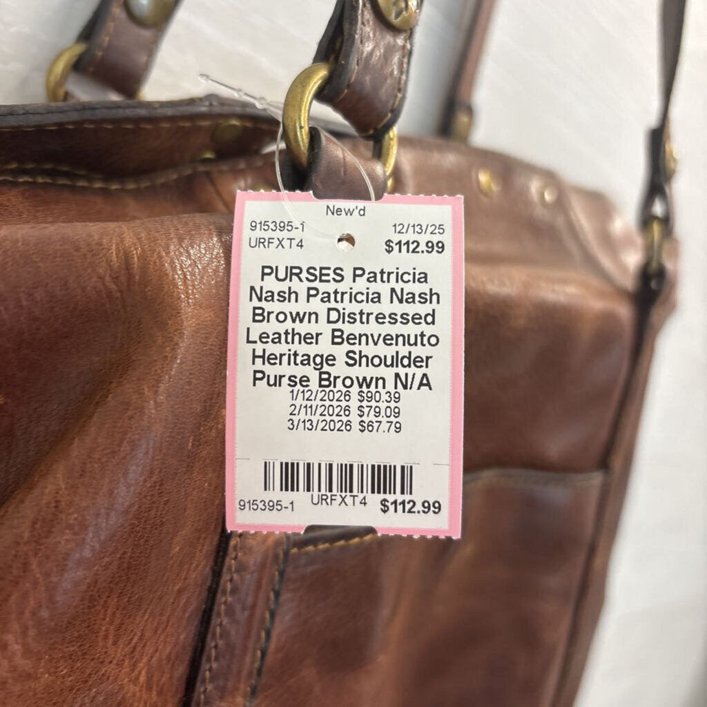 Patricia Nash Brown Distressed Leather Benvenuto Heritage Shoulder Purse