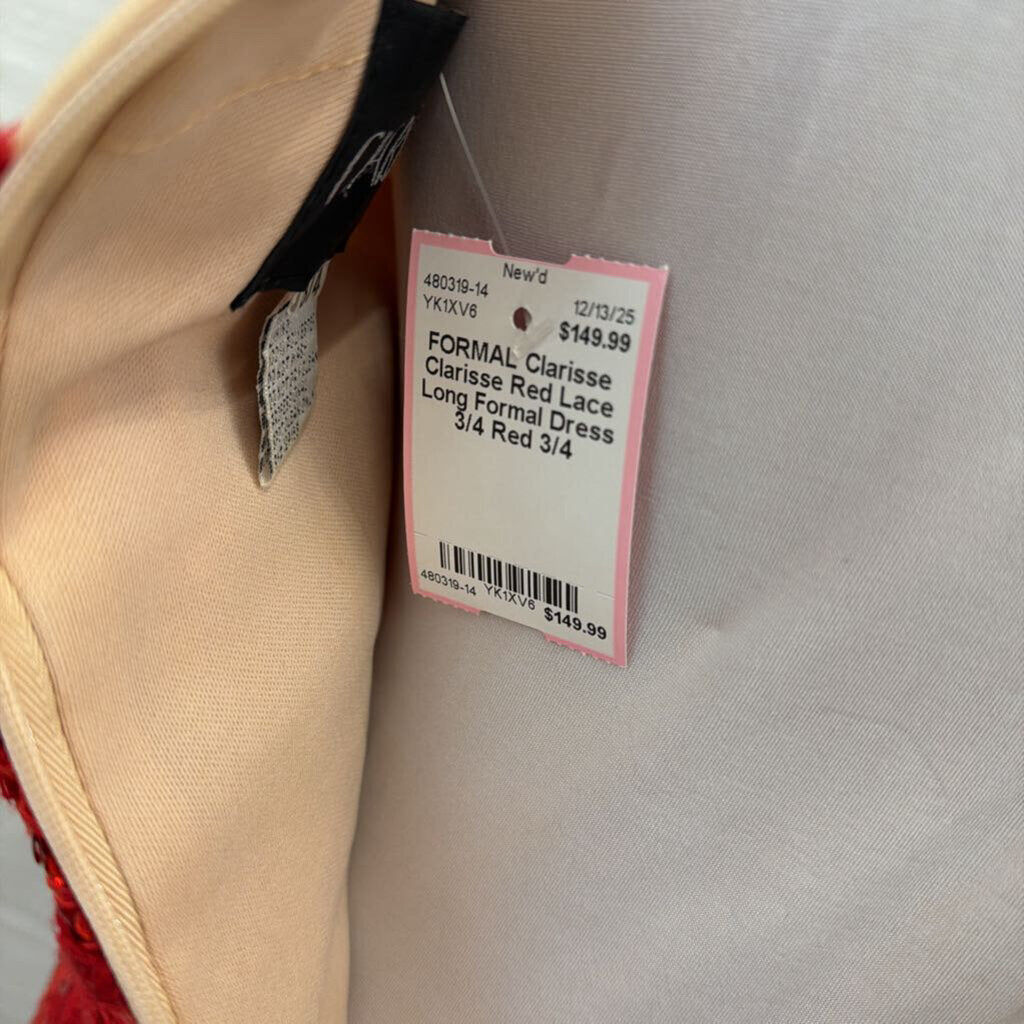 Clarisse Red Lace Long Formal Dress 3/4